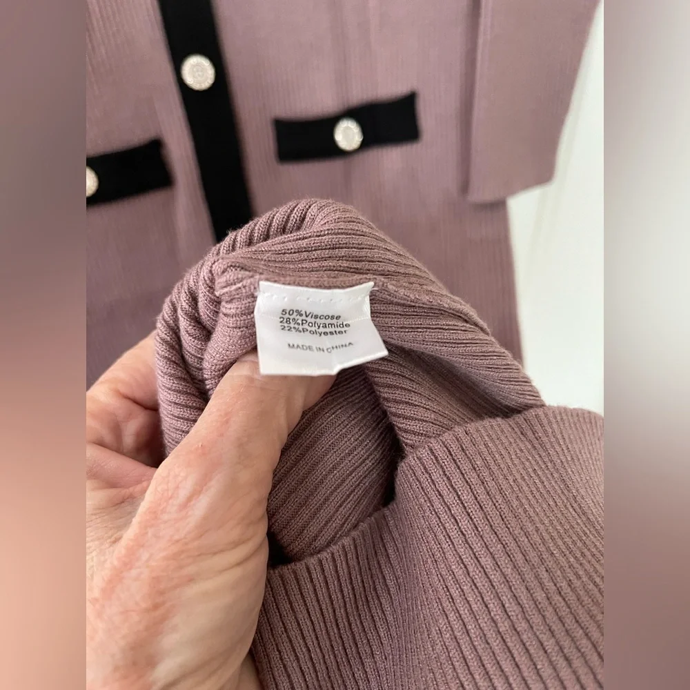 NWT RIB KNIT MIDI DRESS-KHAKI/BLACK-S - Picture 15 of 17